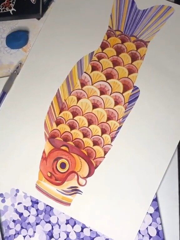 插画-鲤鱼
