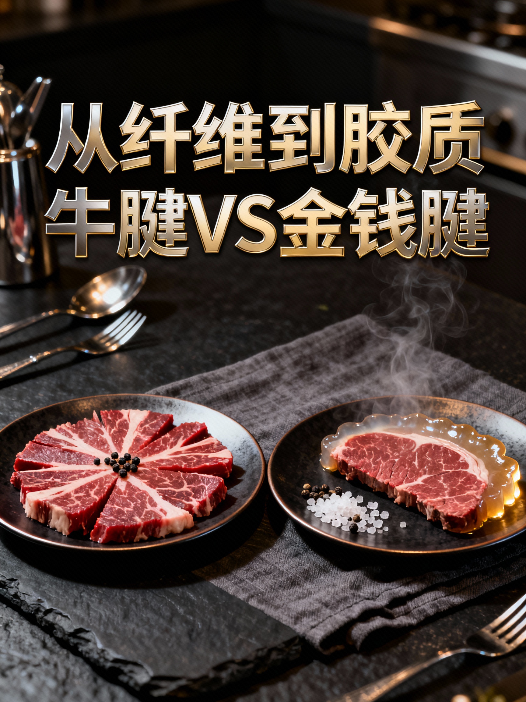 牛腱和金钱腱的肉质结构对比