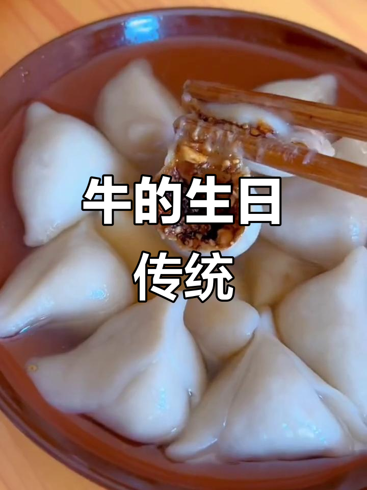 牛的生日,家乡习俗包汤圆,牛角上放两个让它喝水