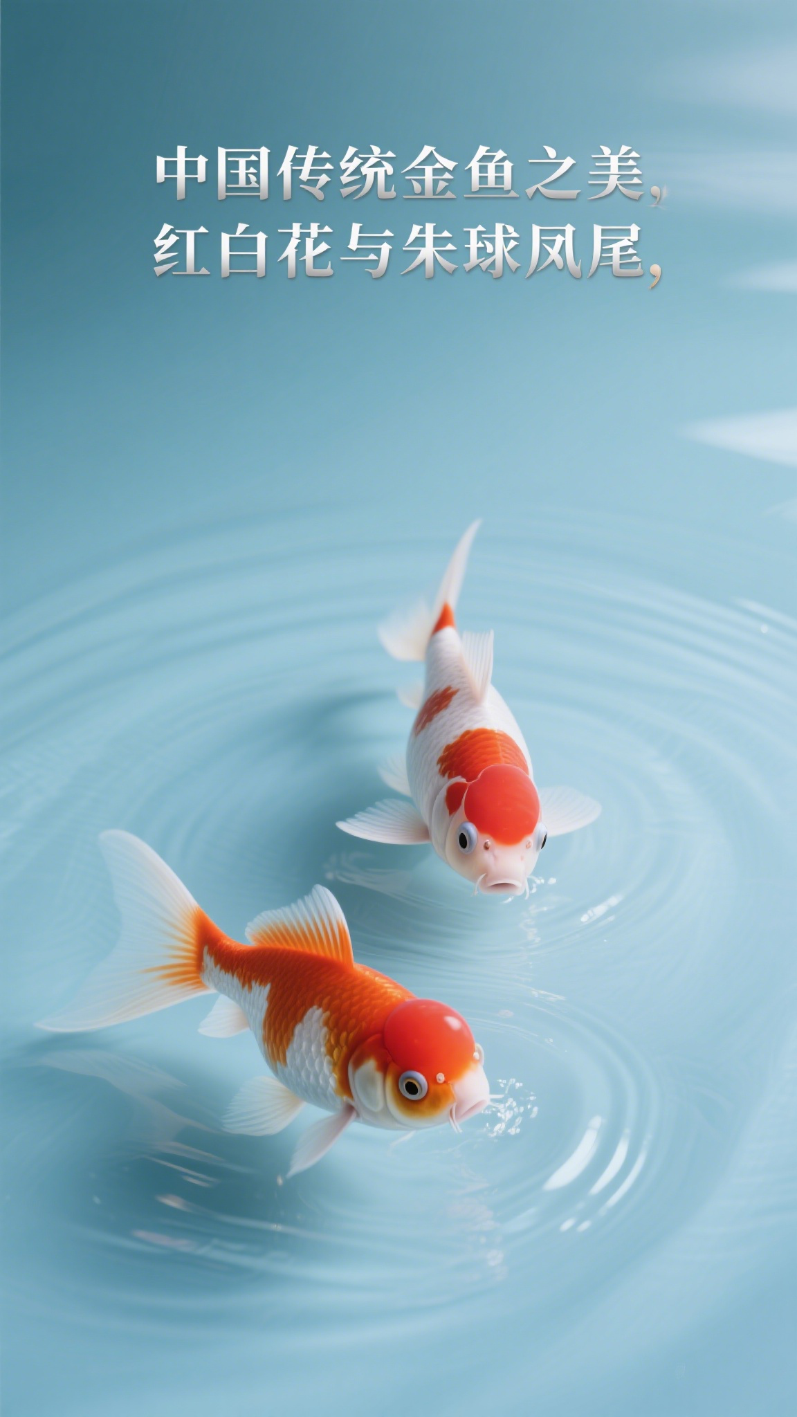中国传统金鱼之美,红白花与朱球凤尾