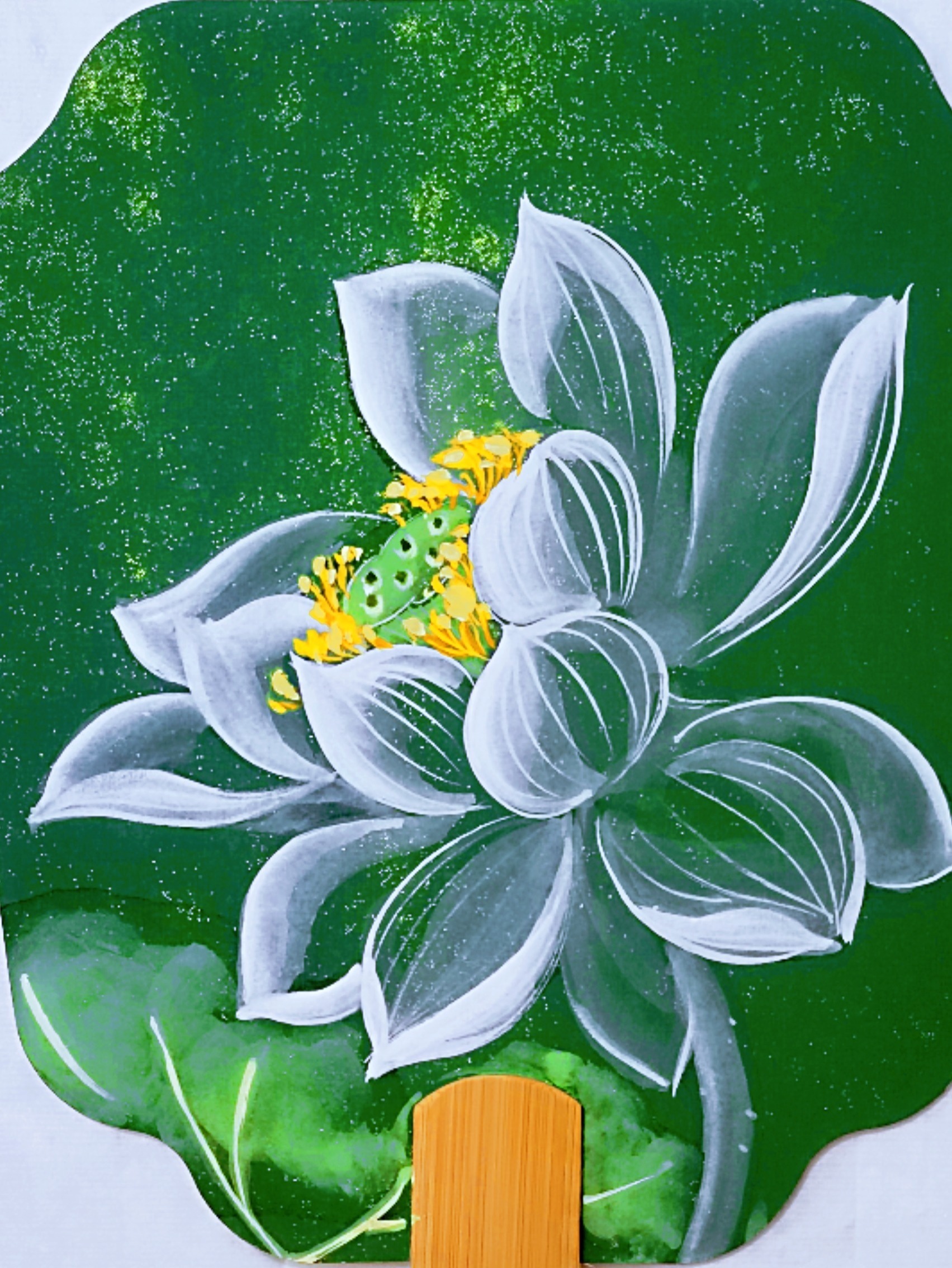 国画写意荷花团扇画法教程,0基础1分钟入门