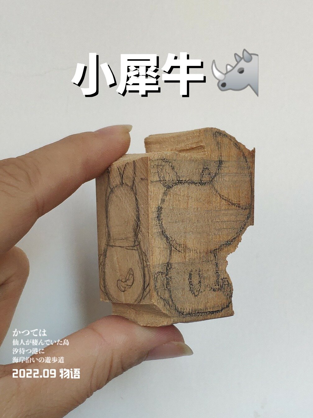 DIY手工制作小犀牛木雕手把件