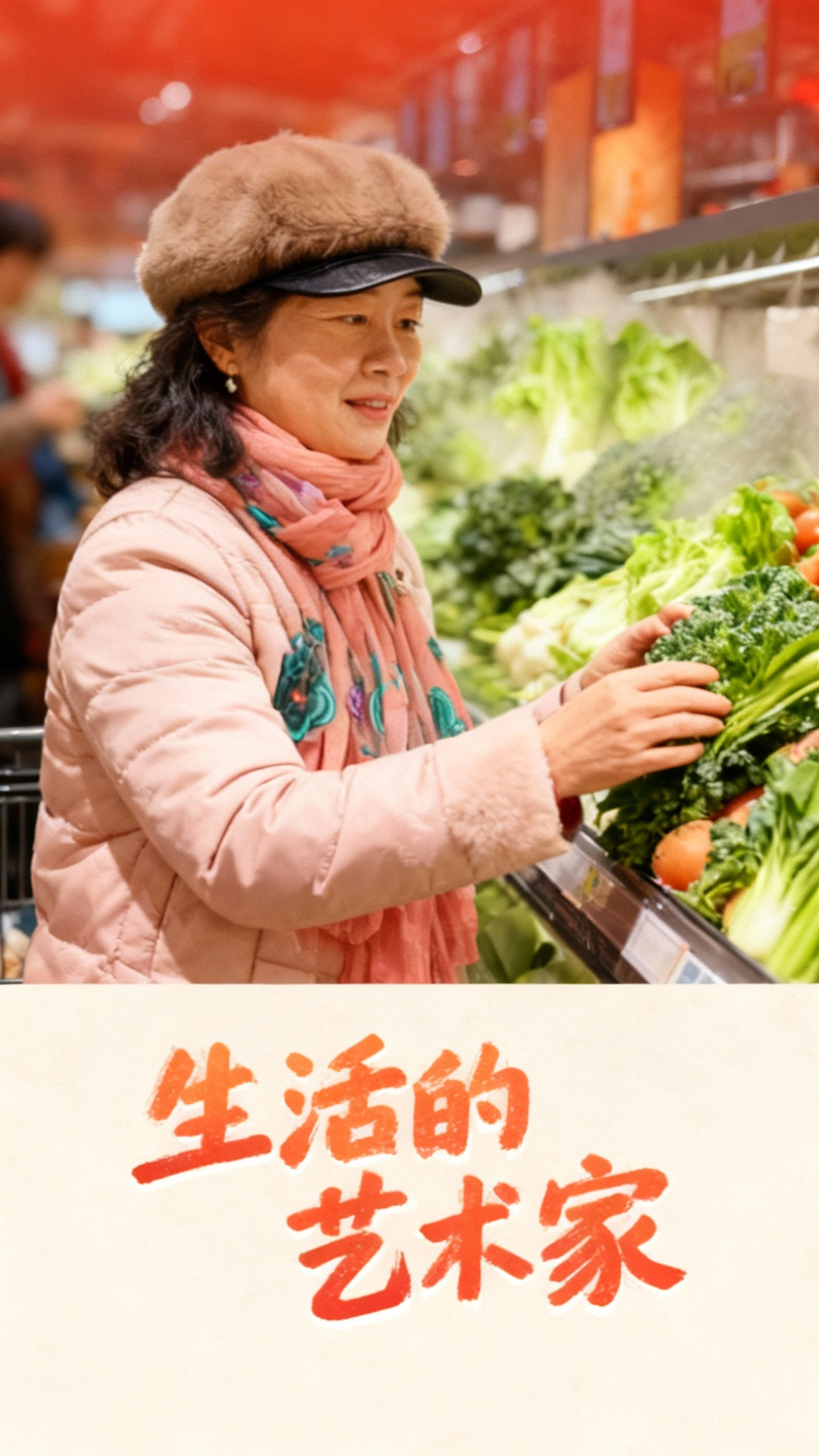 王金银的蔬菜货架前风采