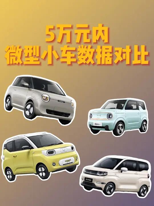 5万元内微型小车数据对比 4款热门微型小电车价格、续航、尺寸、马力的对比。希望对大家买车有