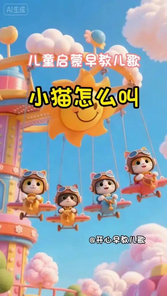 儿童启蒙早教儿歌-小猫怎么叫 早教儿歌,儿歌动画/3至6岁幼儿动画片/3至6岁儿童视频/小