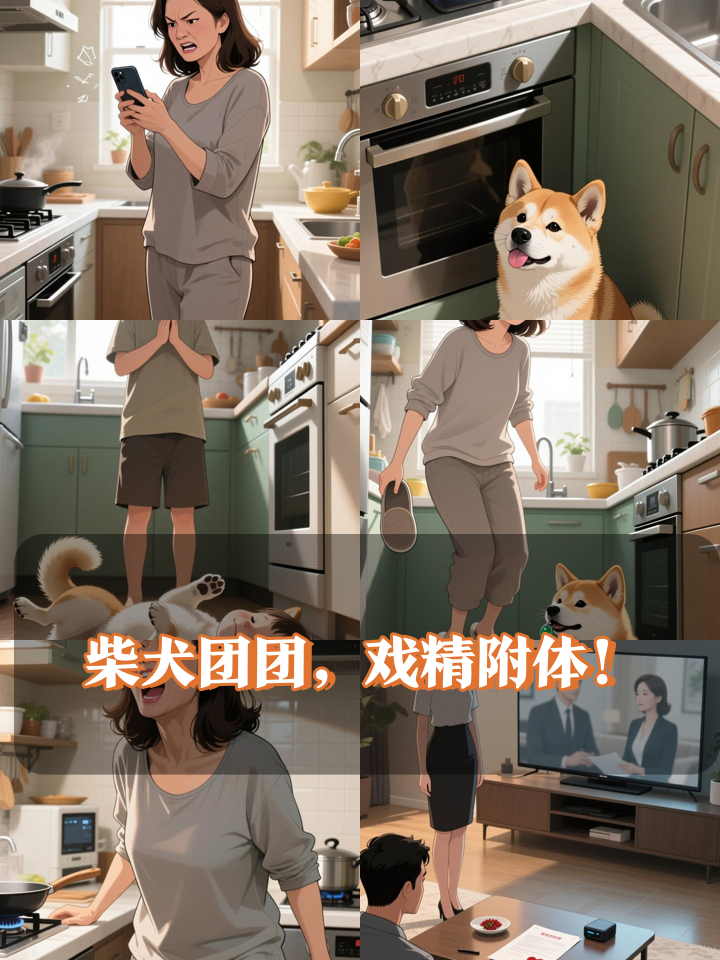 柴犬团团偷吃牛肉丸被抓包，下一秒操作惊呆主人！
