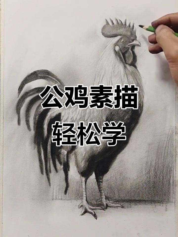 素描公鸡教程，简单步骤教你画出可爱卡通形象