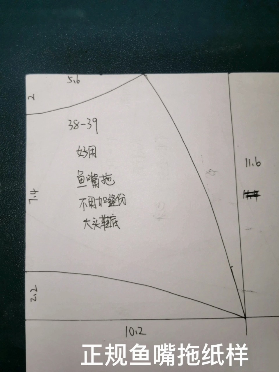 鱼嘴拖鞋纸样裁剪图