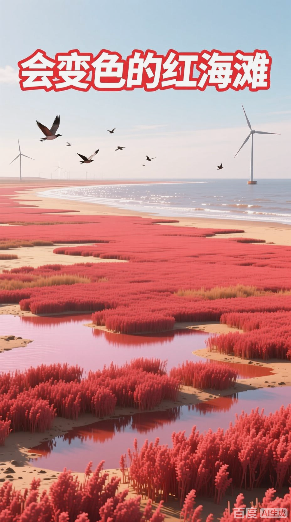 探秘辽宁红海滩:翅碱蓬由绿转红的壮丽奇景
