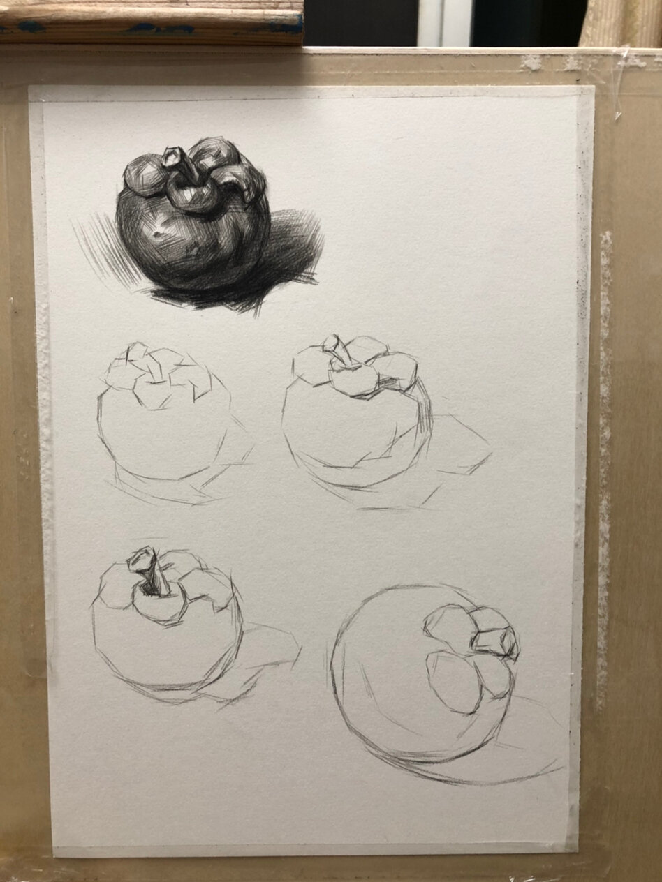 自学素描单个静物第6课 山竹的画法