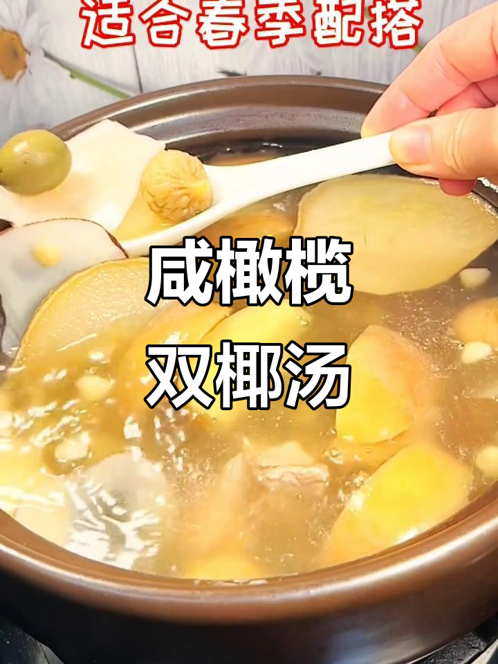 春季咸橄榄搭配双椰苹果煲汤,广东传统美味