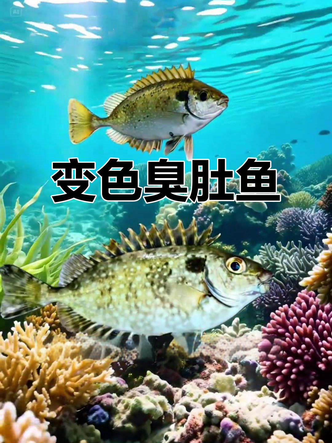 海洋伪装大师臭肚鱼,变色隐身成群结队啃藻类