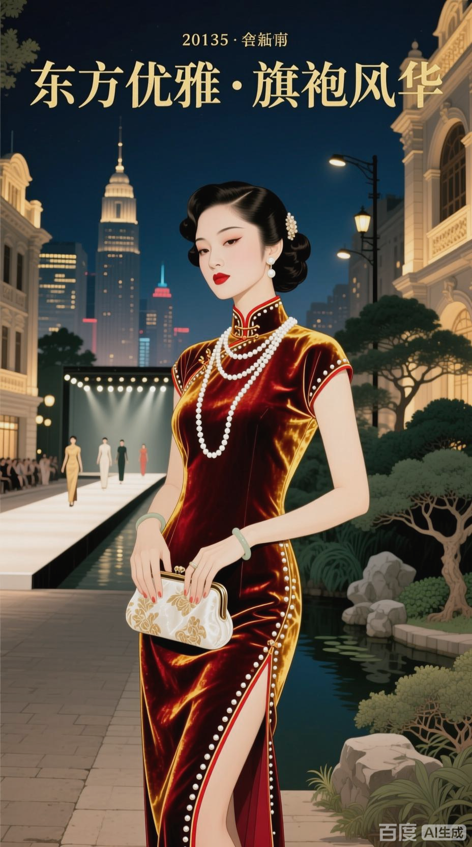 旗袍美女,优雅走秀