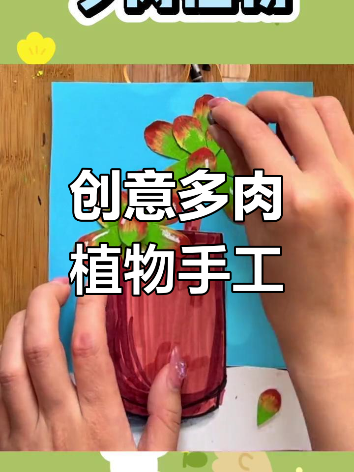 用油画棒和纸板做可爱多肉植物,简单又有趣!