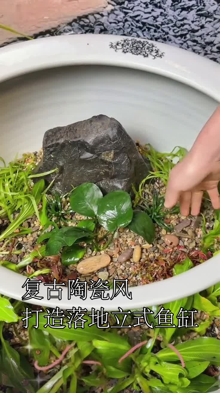 复古陶瓷风打造落地立式鱼缸