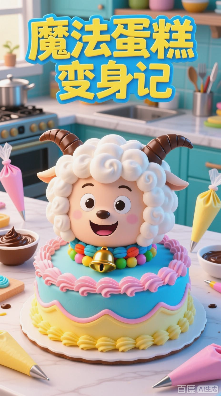 蛋糕与喜羊羊的奇妙组合