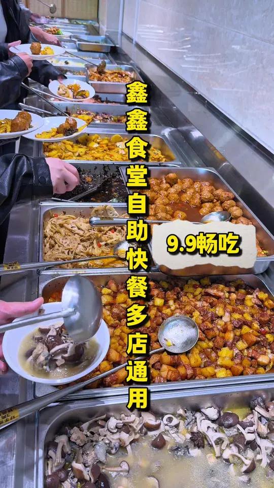 「鑫鑫食堂快餐自助」9.9一个人自助快餐!菜品丰富种类多,食材新鲜味道也不错!性价比非常高