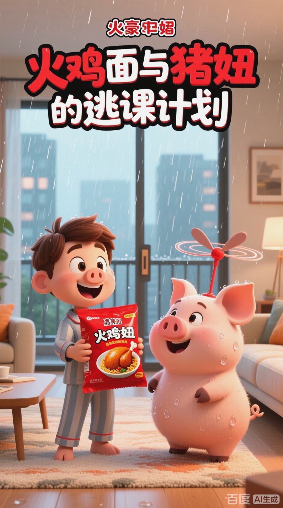 猪妞与嘉豪的火鸡面趣事