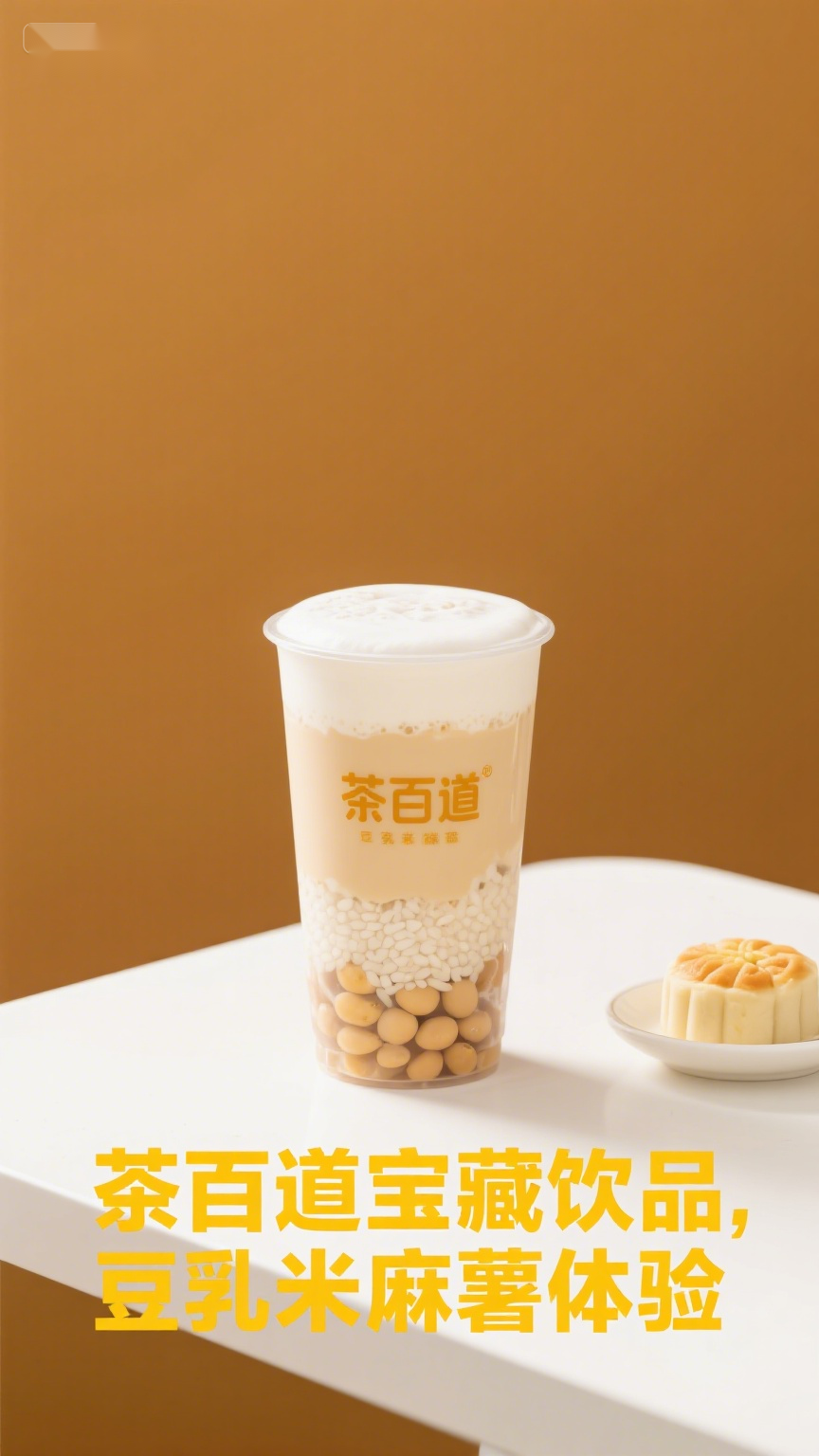 茶百道宝藏饮品豆乳米麻薯体验