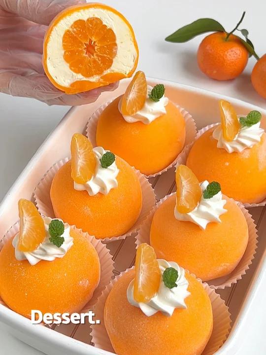 新年甜品橘子雪媚娘|软糯拉丝还爆汁～