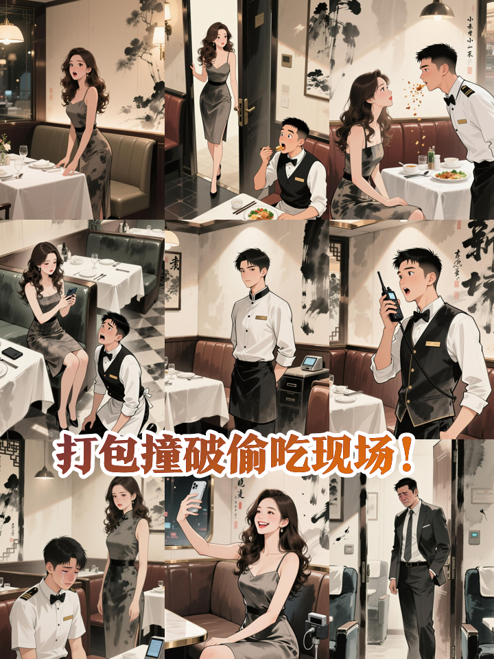 顾客回头拿打包盒，竟撞见服务员偷吃剩菜！
