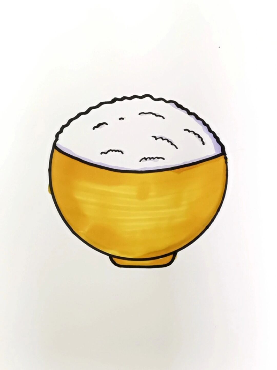 主食大米饭来啦,这样画超级简单 食物简笔画