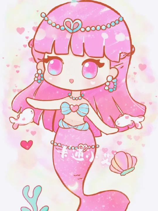 星座美人鱼公主 双鱼座 简笔画卡通画
