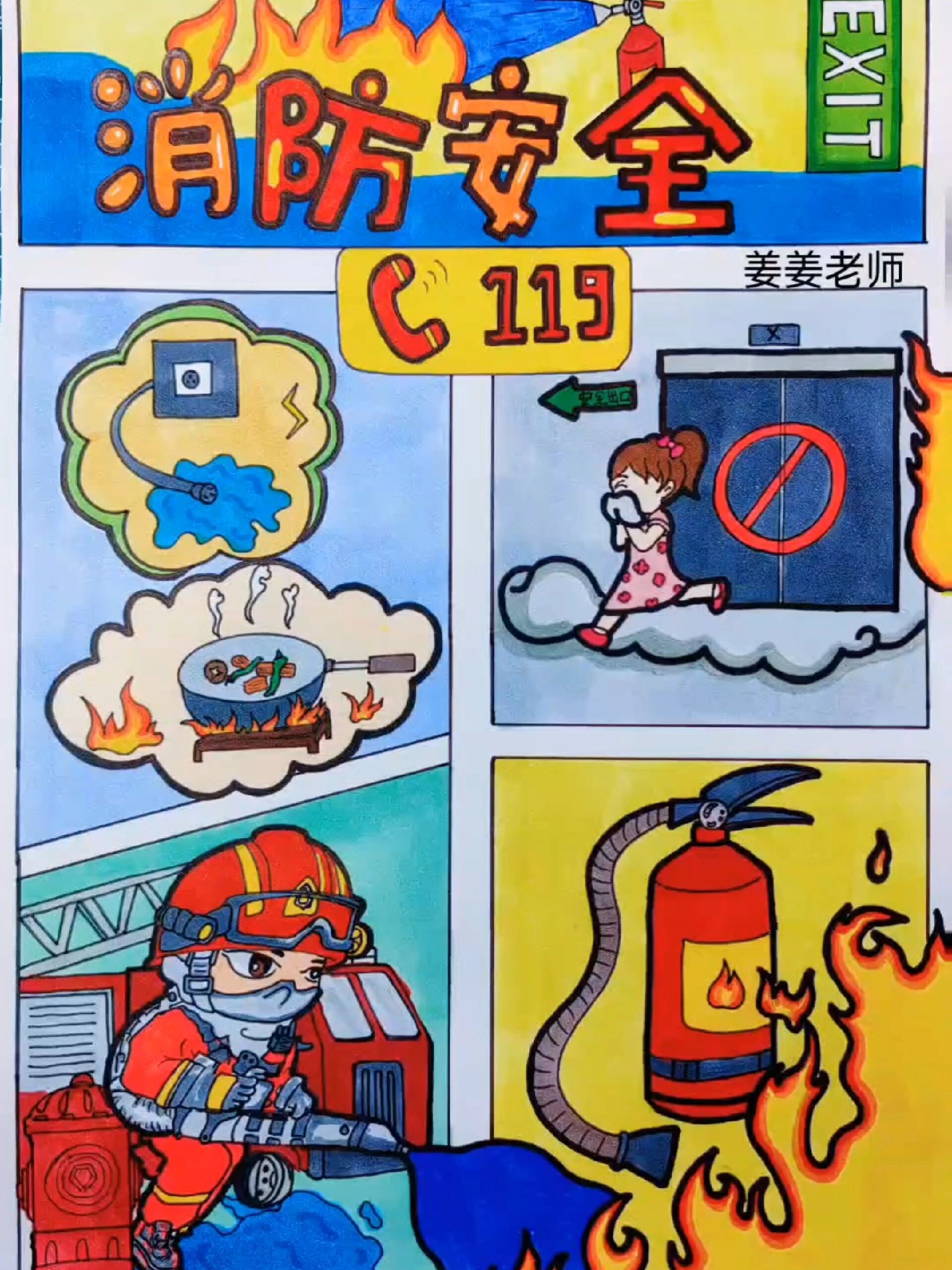 消防安全主题绘画消防安全手抄报儿童画
