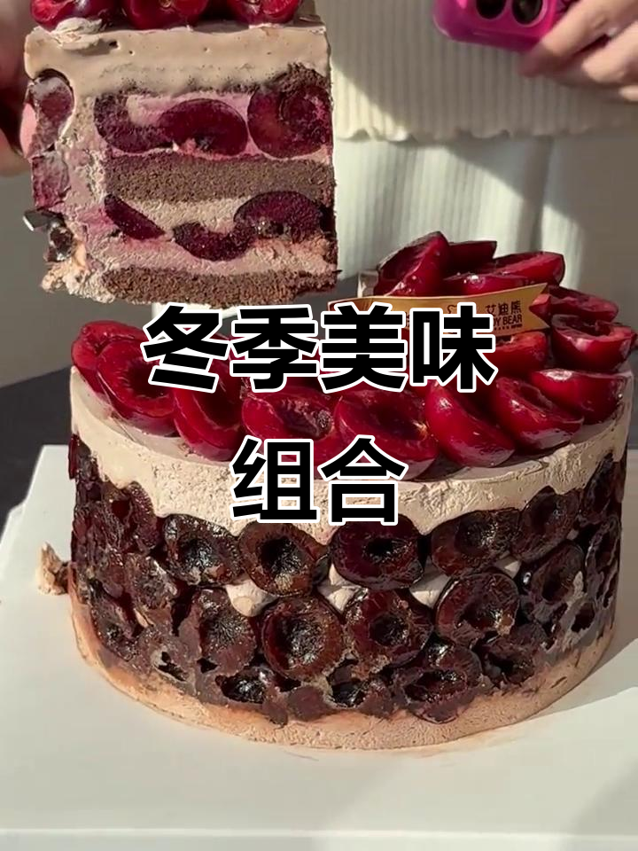 车厘子与巧克力奶油的完美搭配,冬日蛋糕的最佳选择!