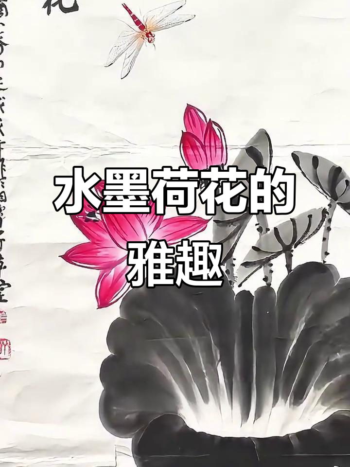 映日荷花与水墨画:灵动小虾、蜻蜓点翠,寓意深远