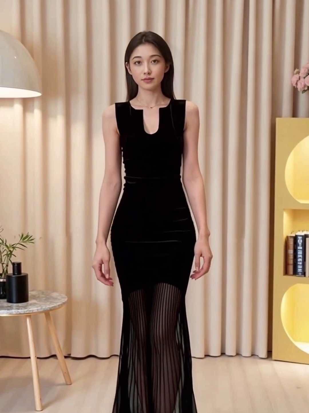 夏日少女感暴击!V领无袖鱼尾裙,法式浪漫藏不住～高级感穿搭 显高显瘦 优雅气质 女人味穿搭