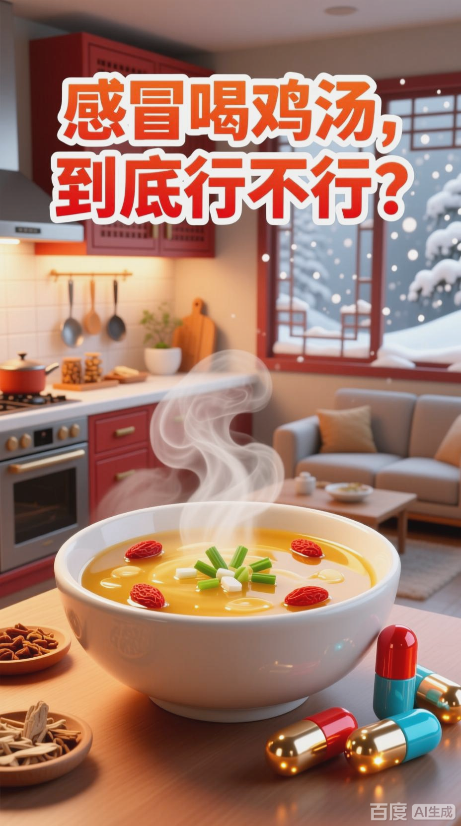 药物与鸡汤,感冒康复好搭档