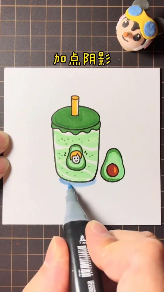 牛油果奶昔简笔画