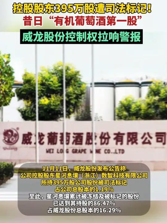 控股股东395万股遭司法标记!昔日“有机葡萄酒第一股”威龙股份控制权拉响警报!威龙股份控股