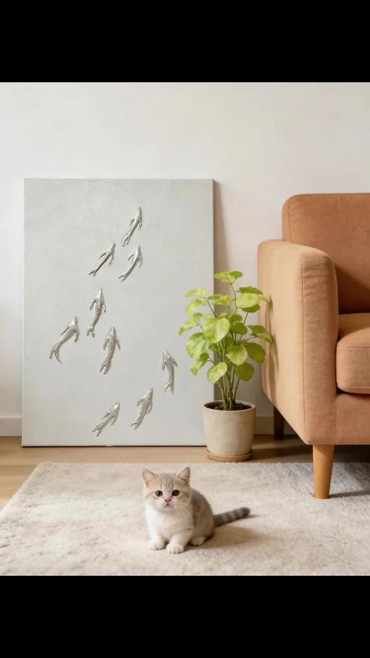 九鱼肌理画,丙烯画装饰画