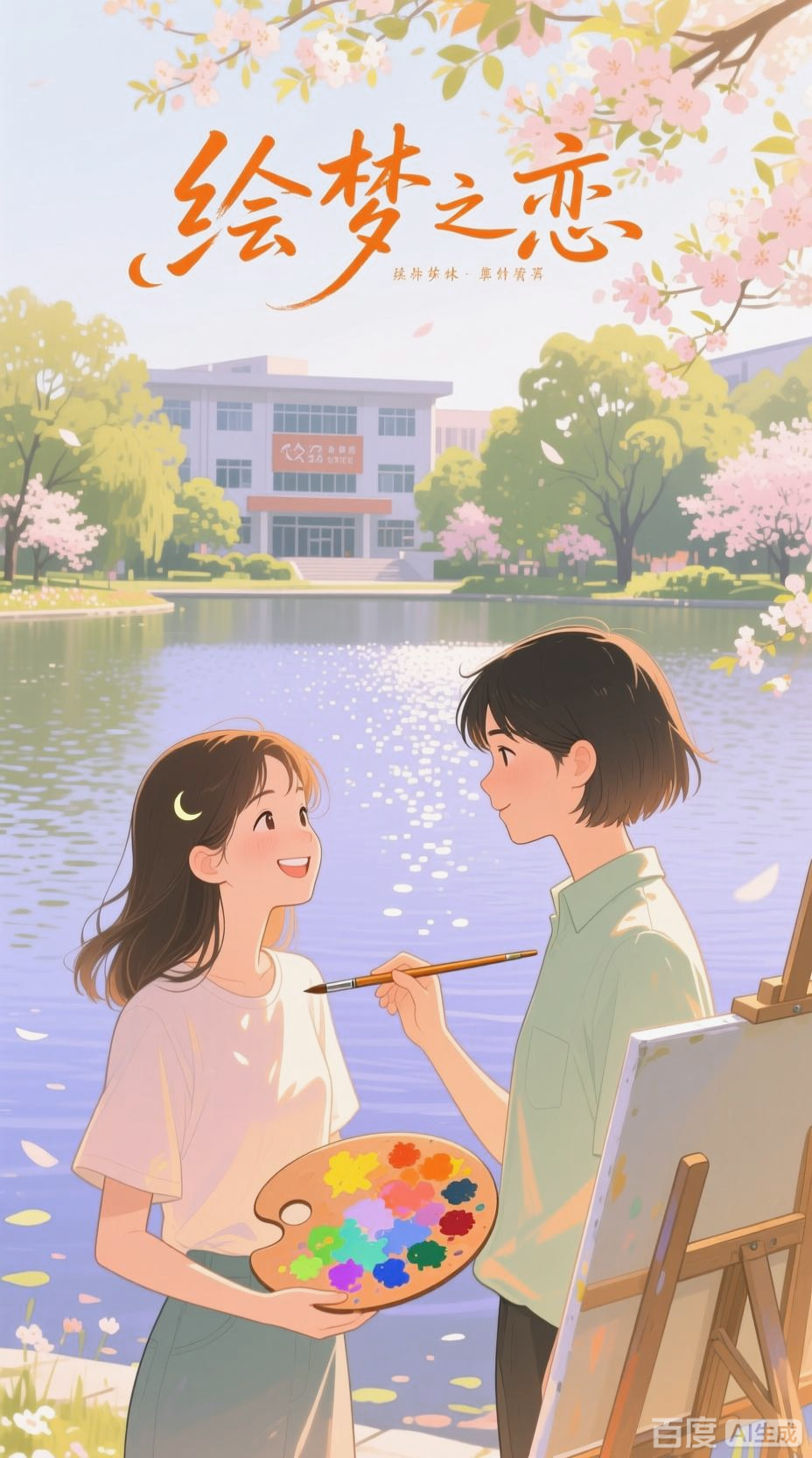 情侣绘画友谊的插画故事