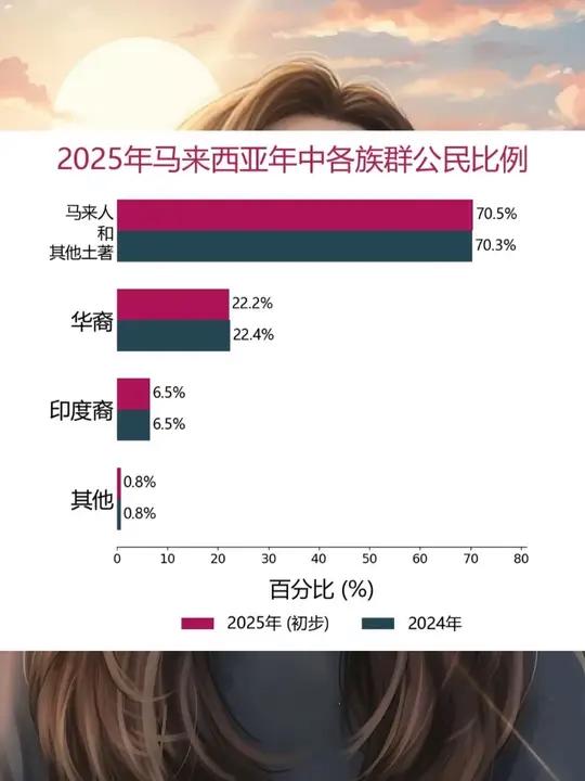 2025年马来西亚年中各族群公民比例 2025年马来西亚年中人口数据显示:全国总人口342
