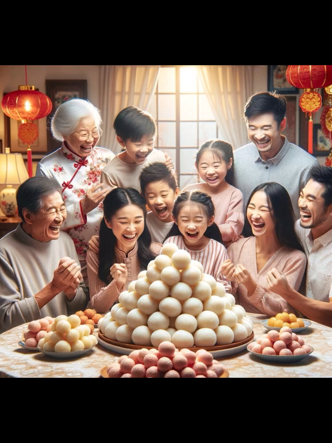画一家人在吃汤圆,逐渐离谱……