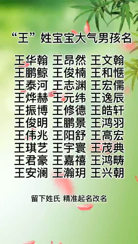 王姓宝宝名字大全