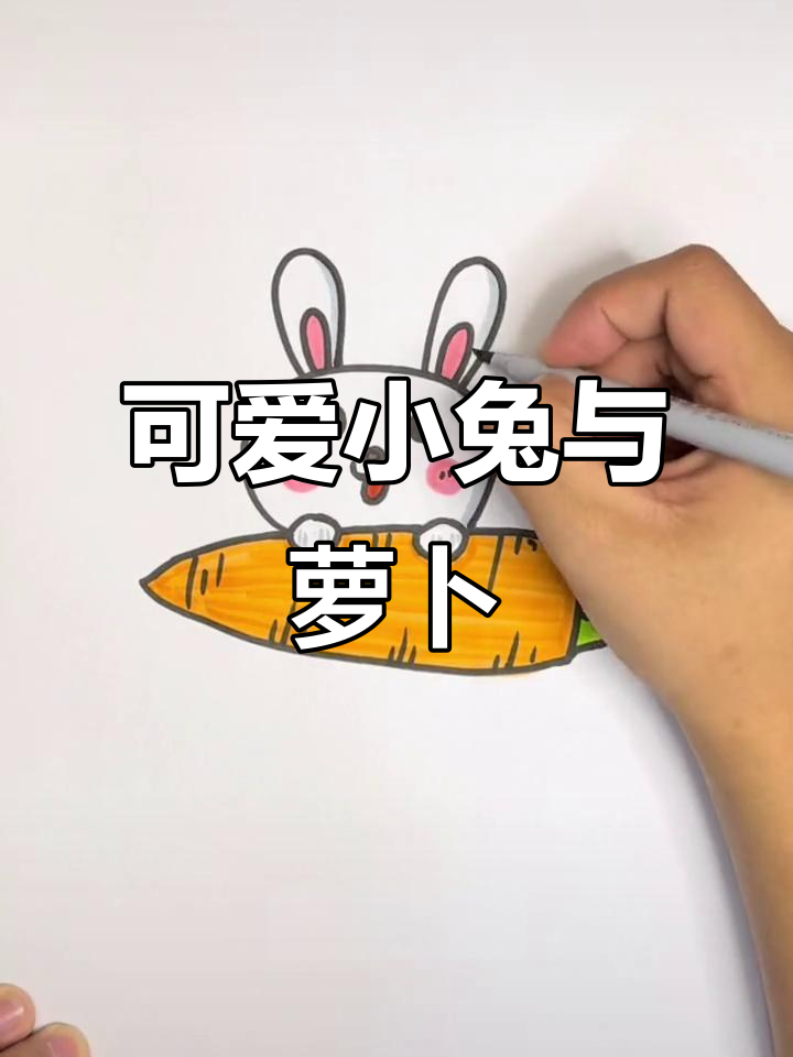 小兔子胡萝卜简笔画,轻松学会!