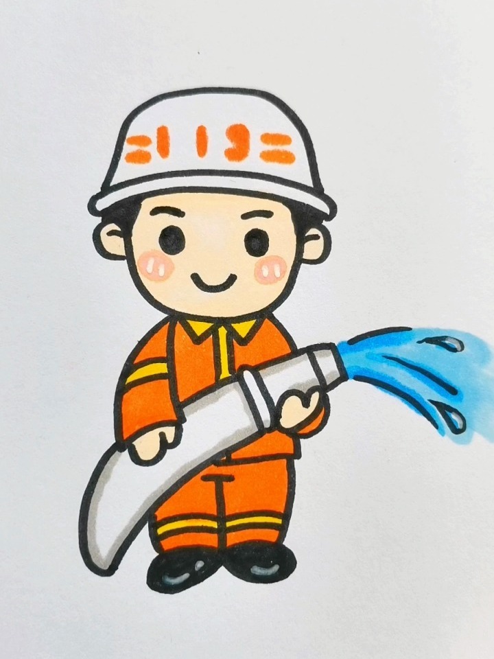可爱消防员简笔画