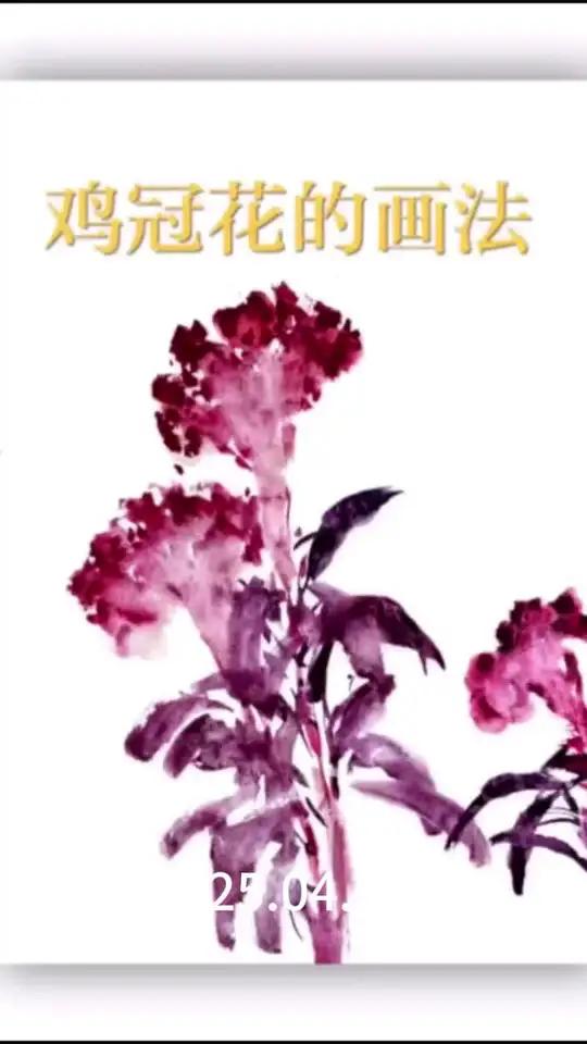 国画写意鸡冠花的画法