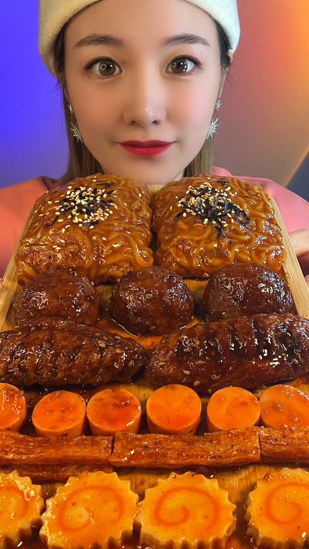 美食拼盘,春卷火鸡面,可乐鸡翅,肉丸