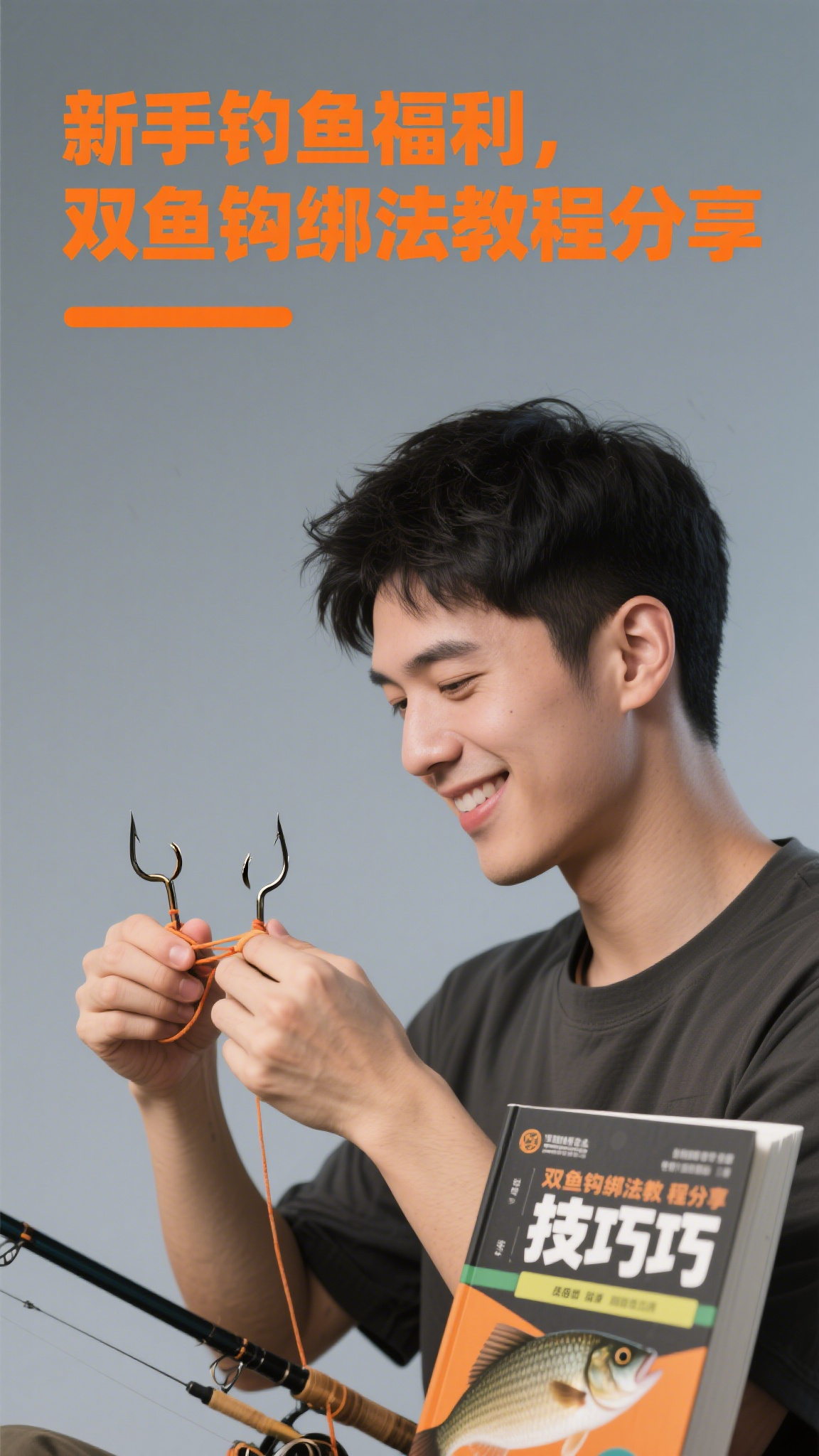 新手钓鱼福利,双鱼钩绑法教程分享