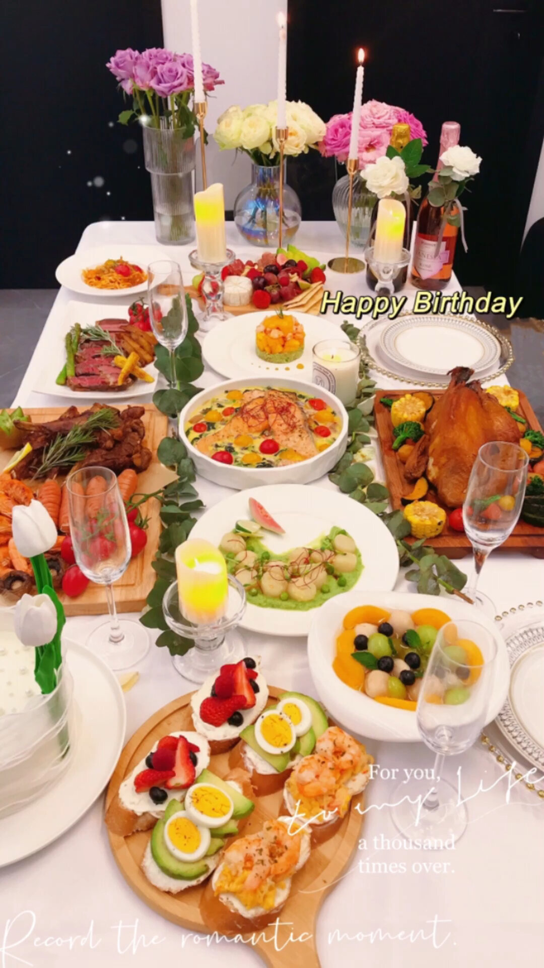 妈妈生日 仪式感拉满 自制八人烛光晚餐