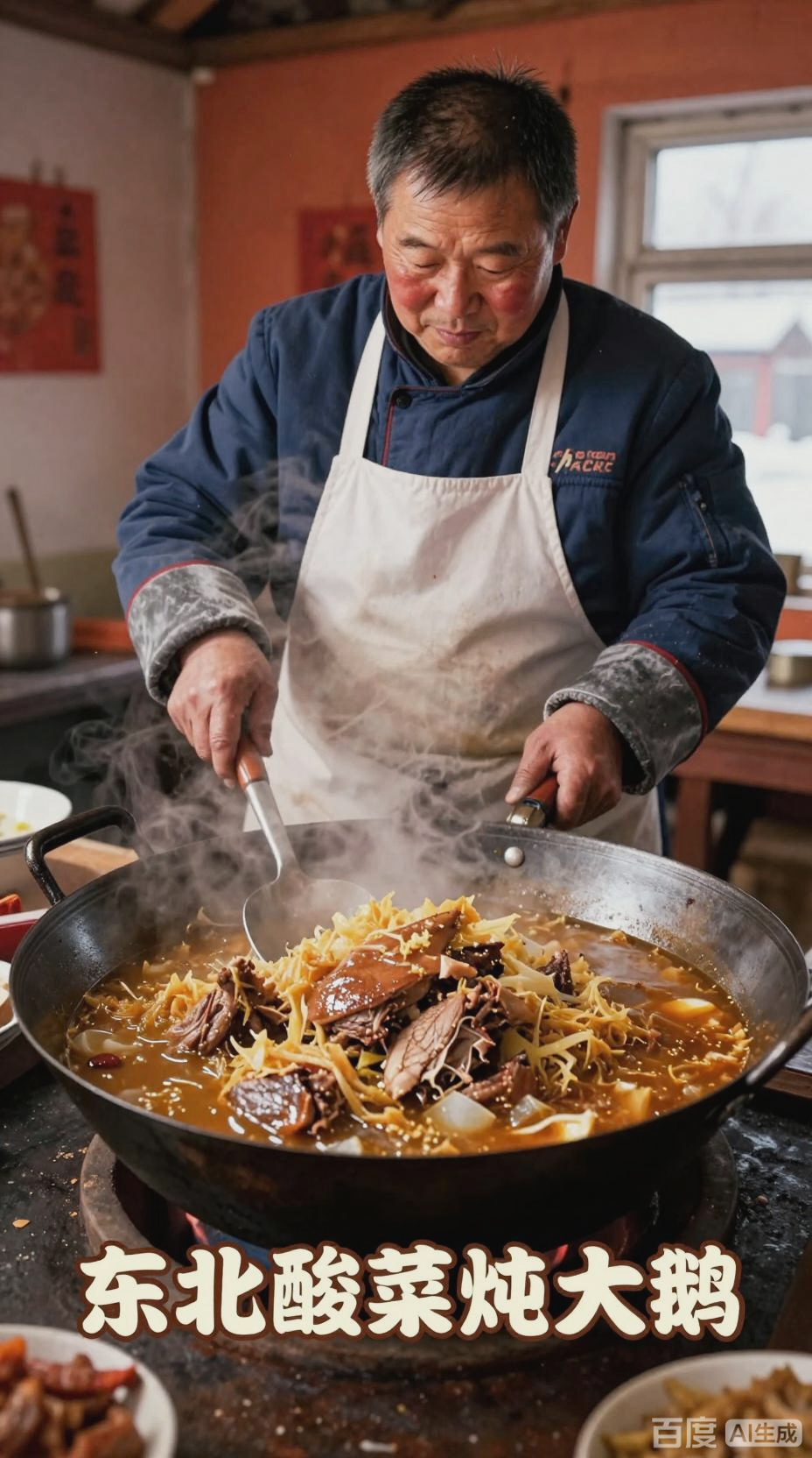 酸菜炖大鹅,东北风味浓
