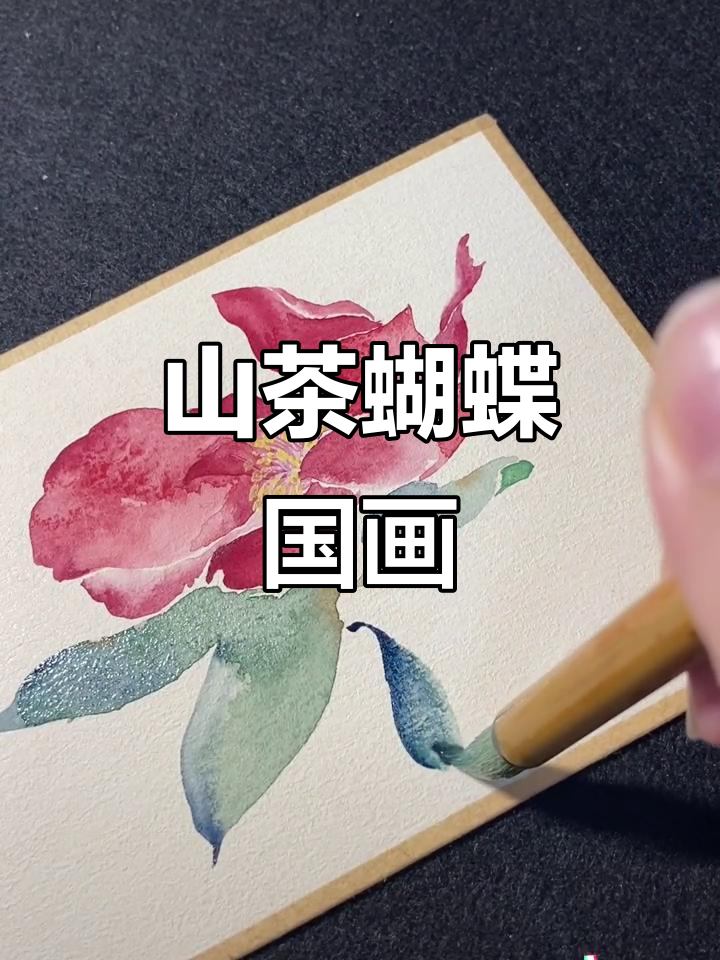 古风山茶蝴蝶,手绘国画之美