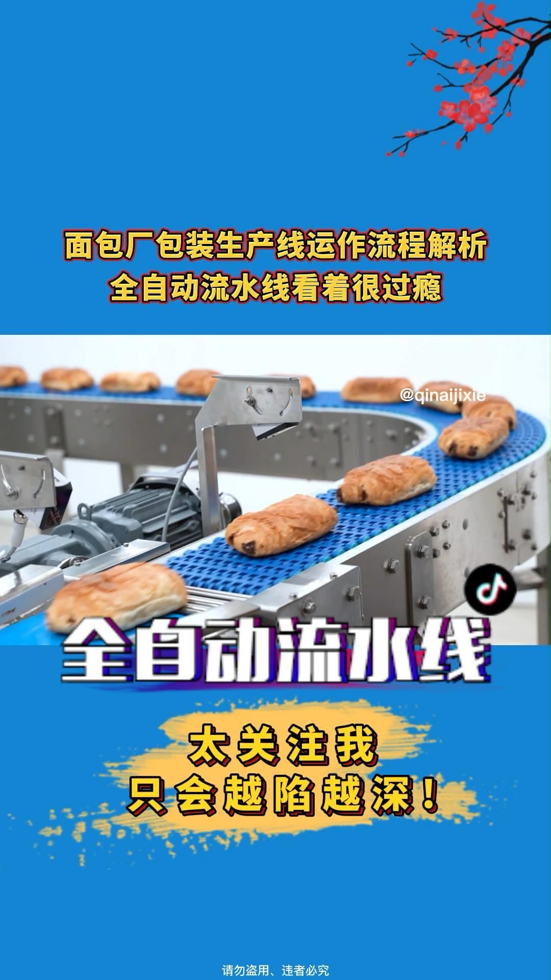 面包厂包装生产线运作流程解析,全自动流水线看着很过瘾!食品皮带输送机 网带输送机 网带输送