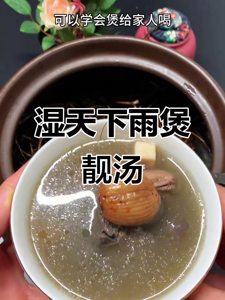 雨天煲汤,猪骨鸡骨草灵芝茯苓赤小豆汤