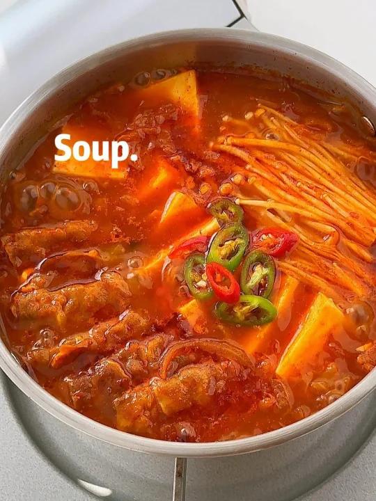 巨开胃巨好喝暖fufu的韩式泡菜肥牛豆腐汤